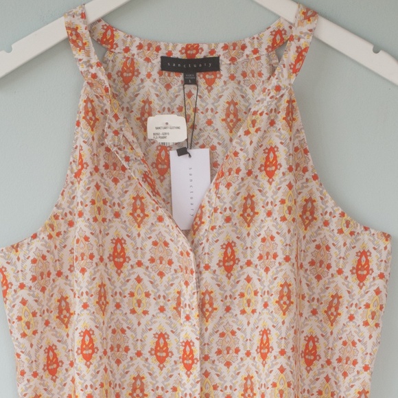 NWT Sanctuary Peasant Tank Top Yellow & Orange L - Picture 6 of 8